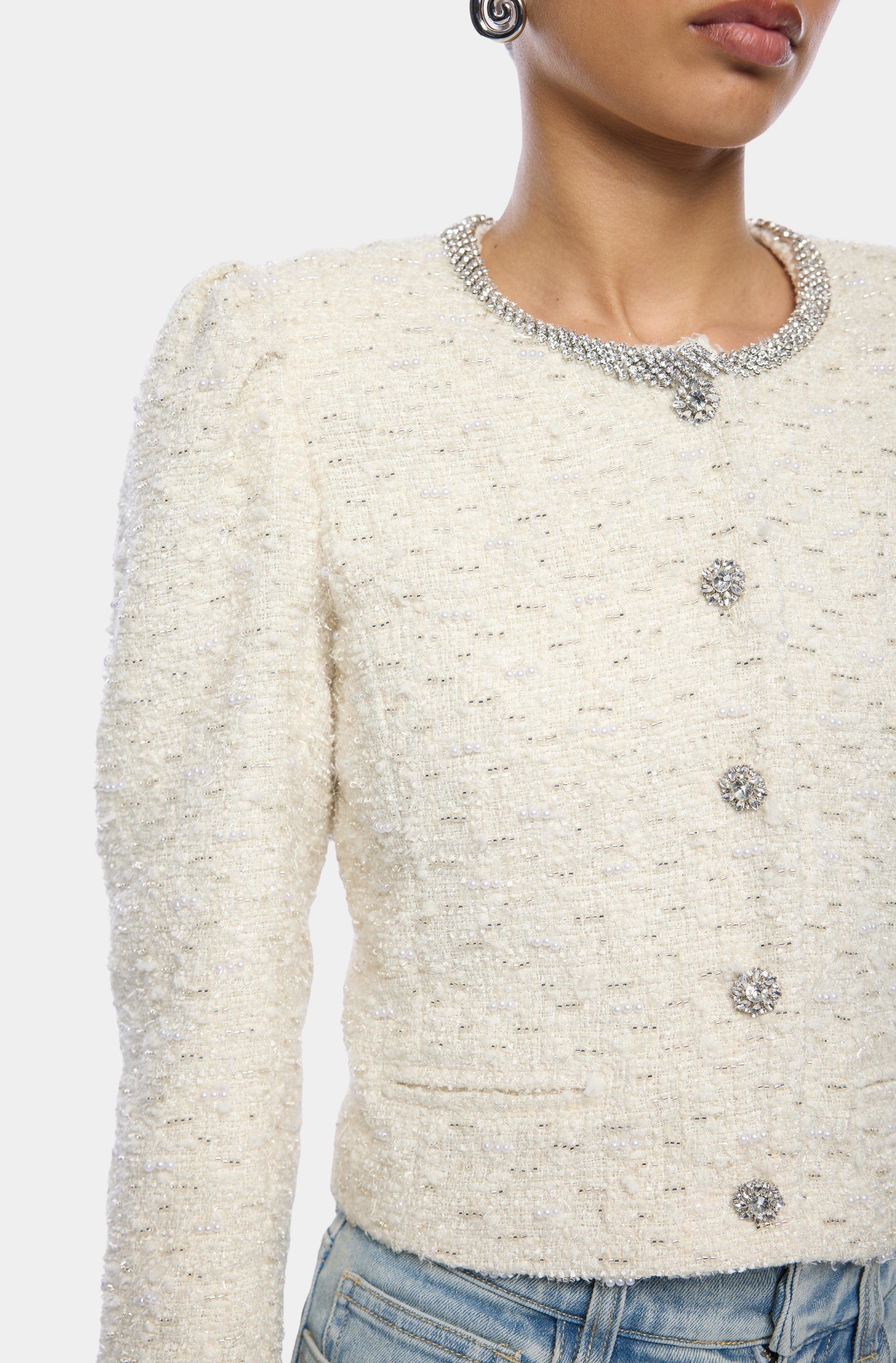 Chiara Crystal Embellished Tweed Jacket