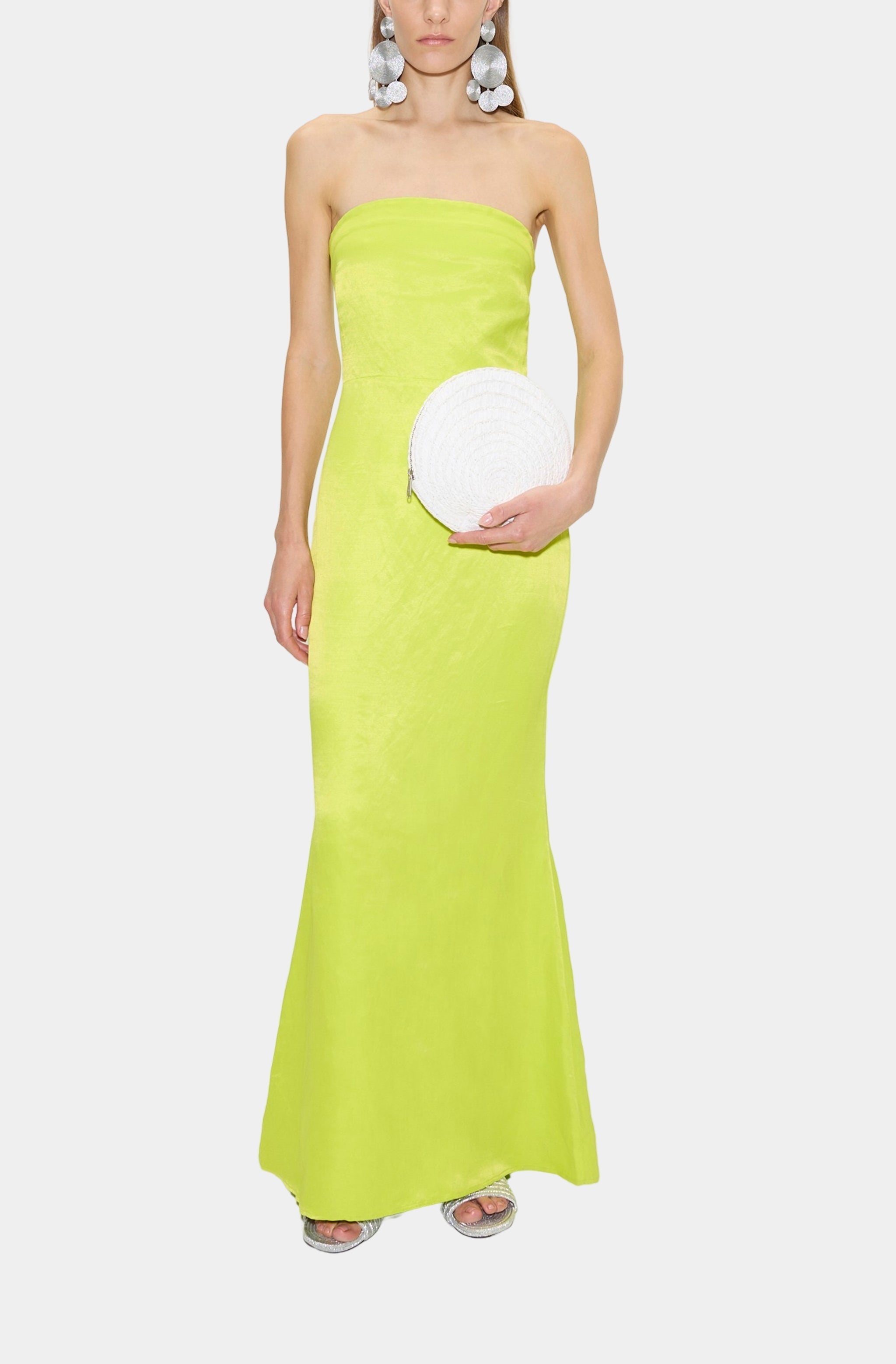 Sculpty Strapless Satin Dress