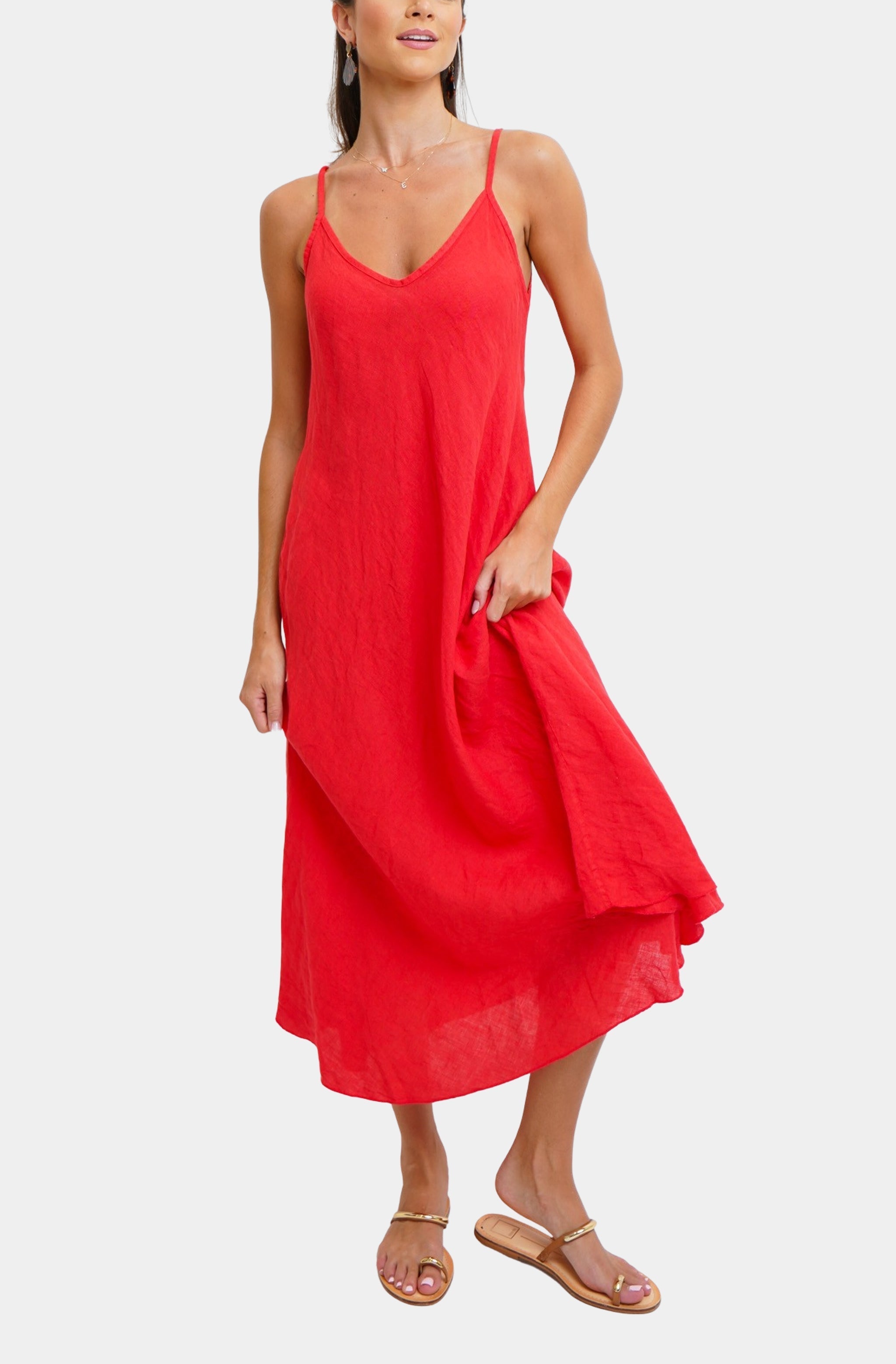Italian Linen Maxi Slip Dress