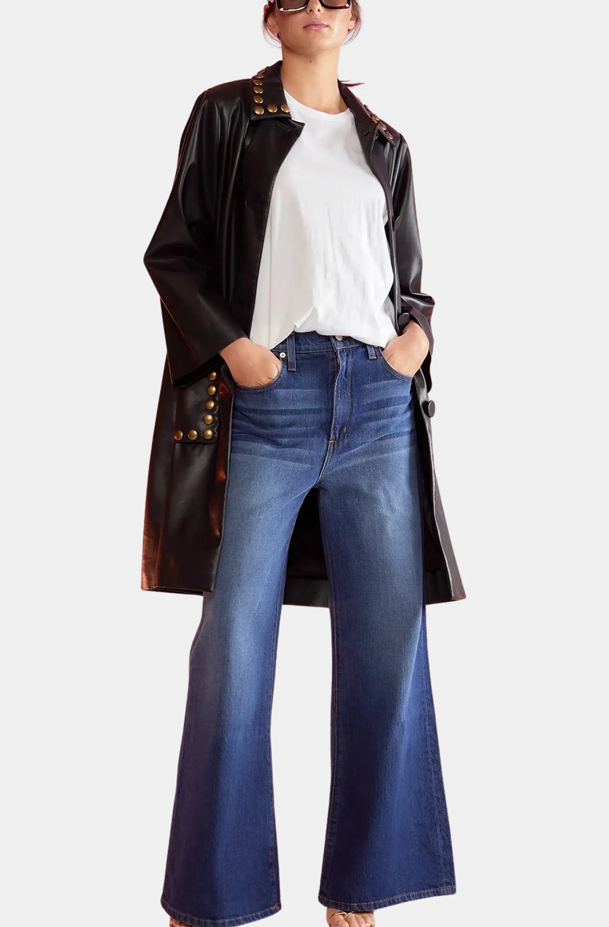 Vegan Studded Leather Coat