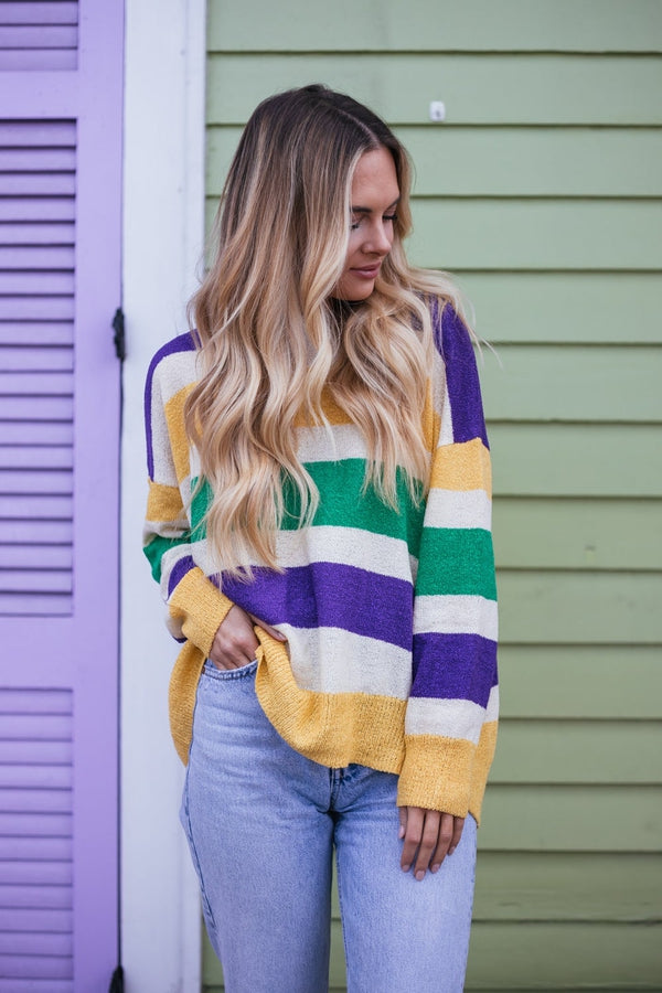 Hemline Exclusive Mardi Gras Sweater