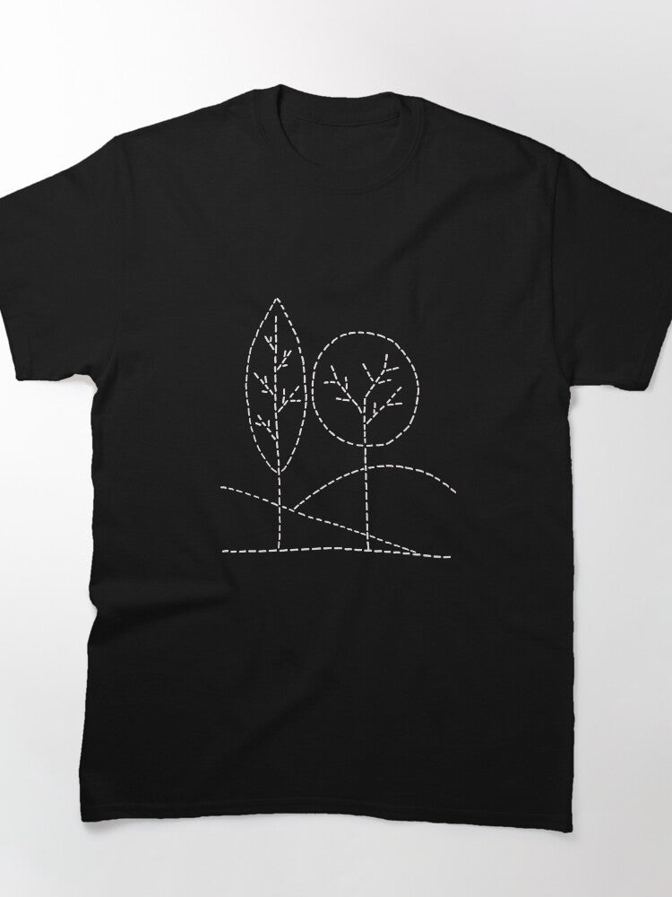 Artistic Handstitched Trees Nature Inspired Oversized Tee