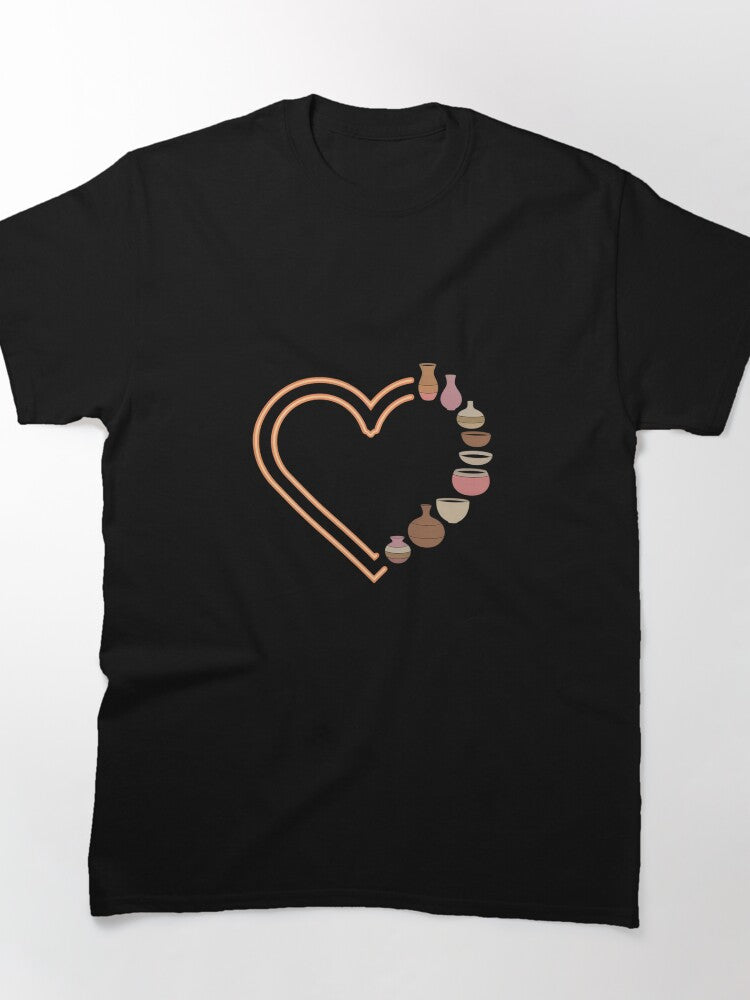 Heart Shaped Vases Pottery Love Art Design Oversized T-Shirt