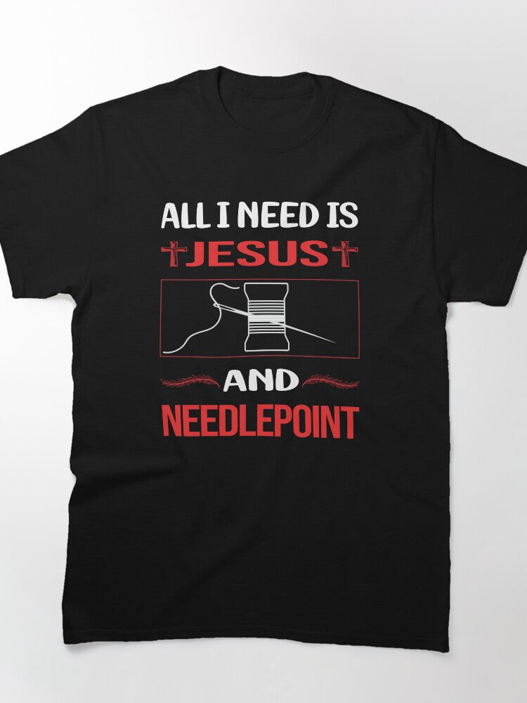 Jesus Needlepoint Shirt | Religious Crafting Humor Oversized Tee