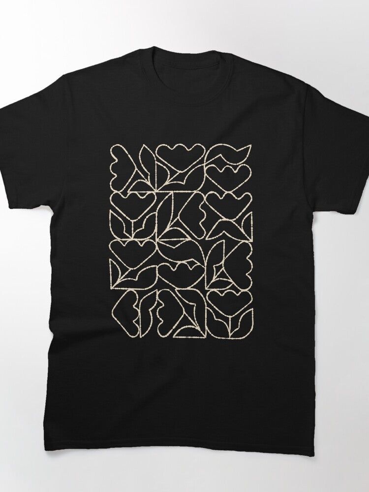 Geometric Tulip Grid Pattern Retro Oversized Graphic Shirt