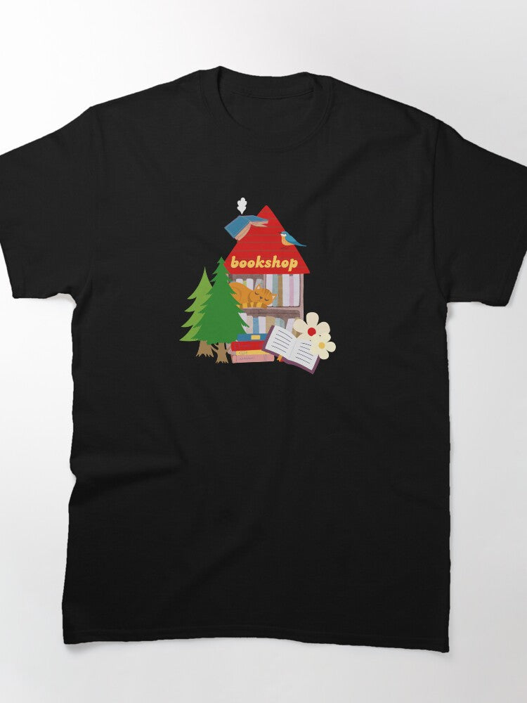 Cute Bookshop Graphic Tee Charming Aesthetic Oversized Shirt