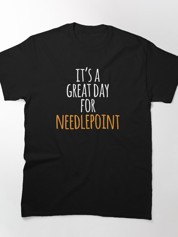 Great Day for Needlepoint | Cheerful Stitching Oversized Shirt