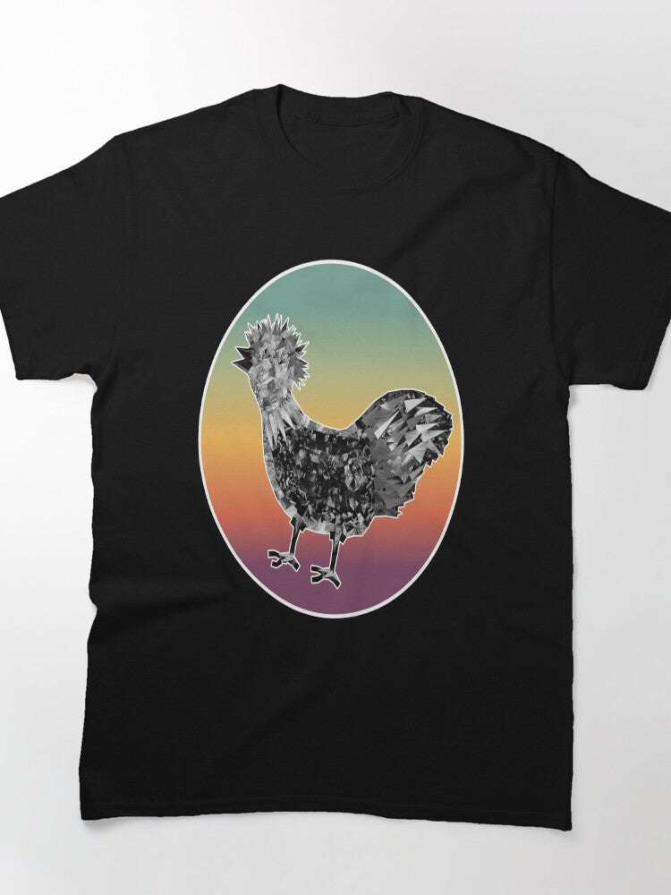 Silkie Chicken Sunset Scene Oversized T-Shirt Farm Animal Art