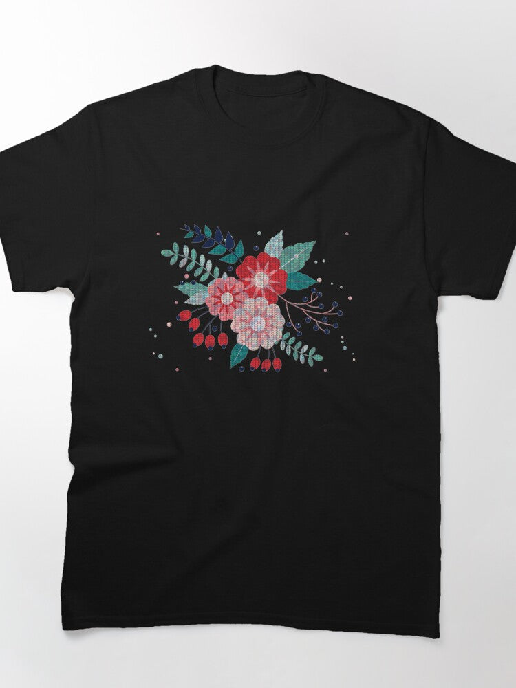 Minimalistic Winter Flowers Botanical Art Oversized Tee