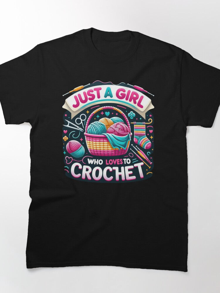 Girl Who Loves Yarn Tee - Oversized Crochet & Craft Lover Shirt