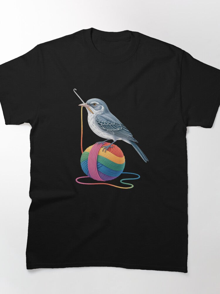 Crochet Crow Yarn Enthusiast Tee - Oversized Knitting Lover Shirt