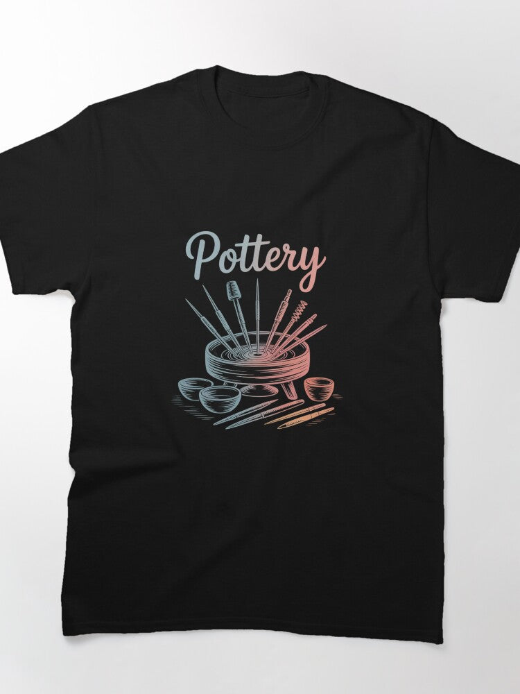 Modern Unique Pottery Black Unisex Graphic Oversized T-Shirt