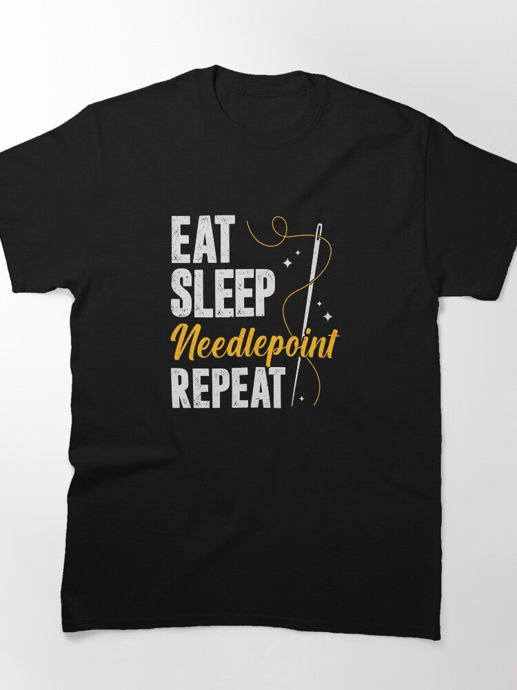 Eat Sleep Needlepoint Repeat | Hobbyist Gift Oversized T-Shirt
