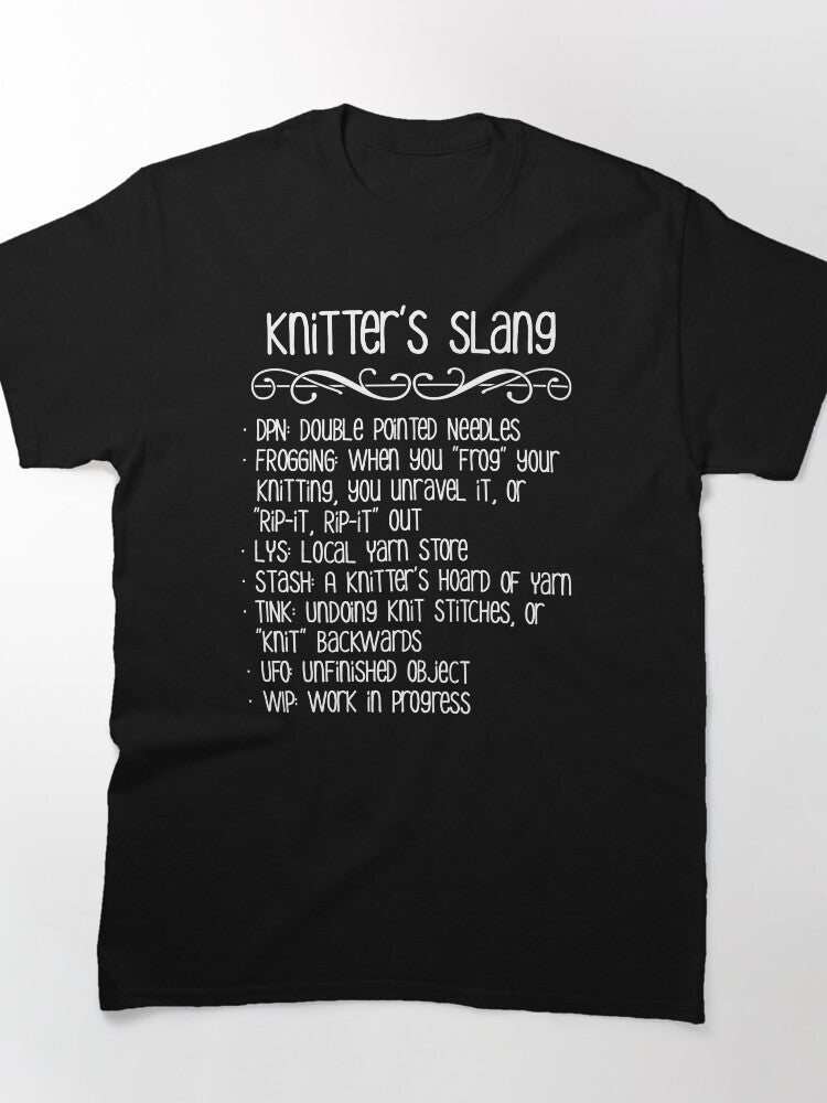 Knitter's Slang Dictionary Shirt Funny Crochet Terms Oversized