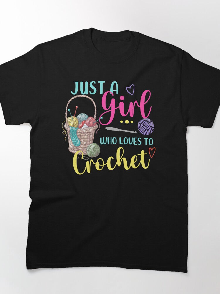 Girl Who Loves Crochet Tee - Oversized Enthusiast Yarn Shirt