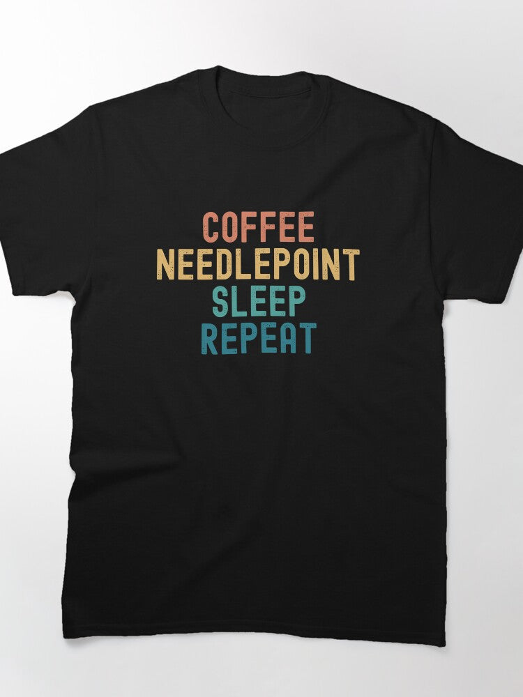 Coffee Needlepoint Sleep | Funny Morning Caffeine Craft Tee