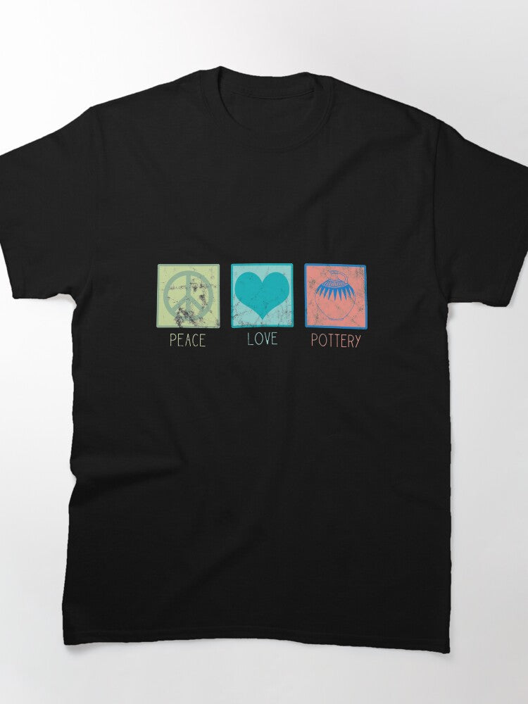 Peace Love Pottery Wheel Clay Artist Oversized T-Shirt