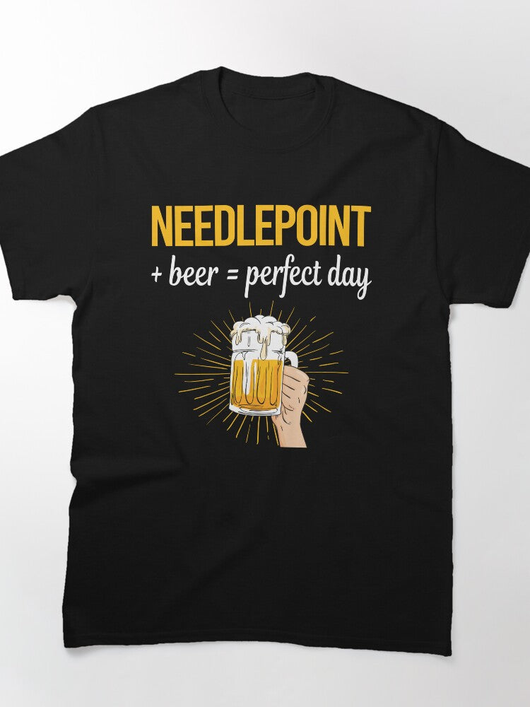 Beer & Needlepoint Tee | Perfect Day Canvas Work Oversized Shirt