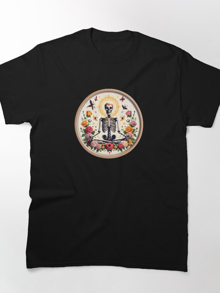Namaste Skeleton Cross Stitch Funny Boho Oversized Tee