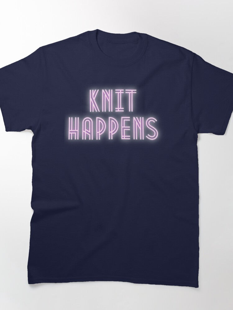 Humorous Knit Happens Oversized Tee - Trendy Knitting Gift Shirt