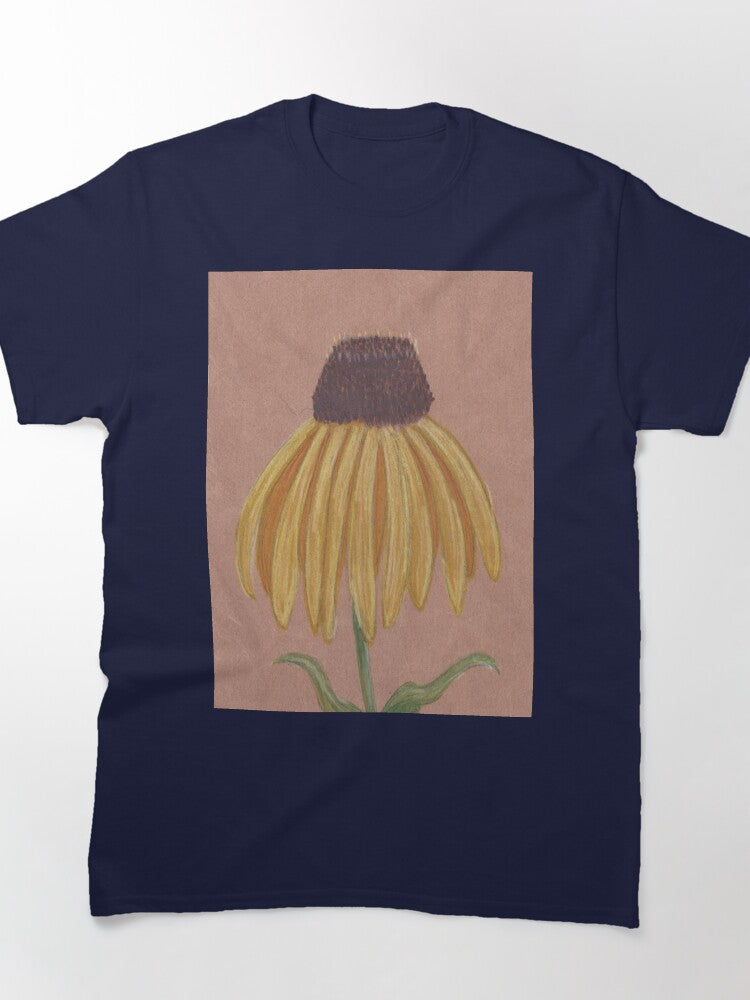 Black-Eyed Susan Daisy Art Oversized T-Shirt Floral Pencil Draw