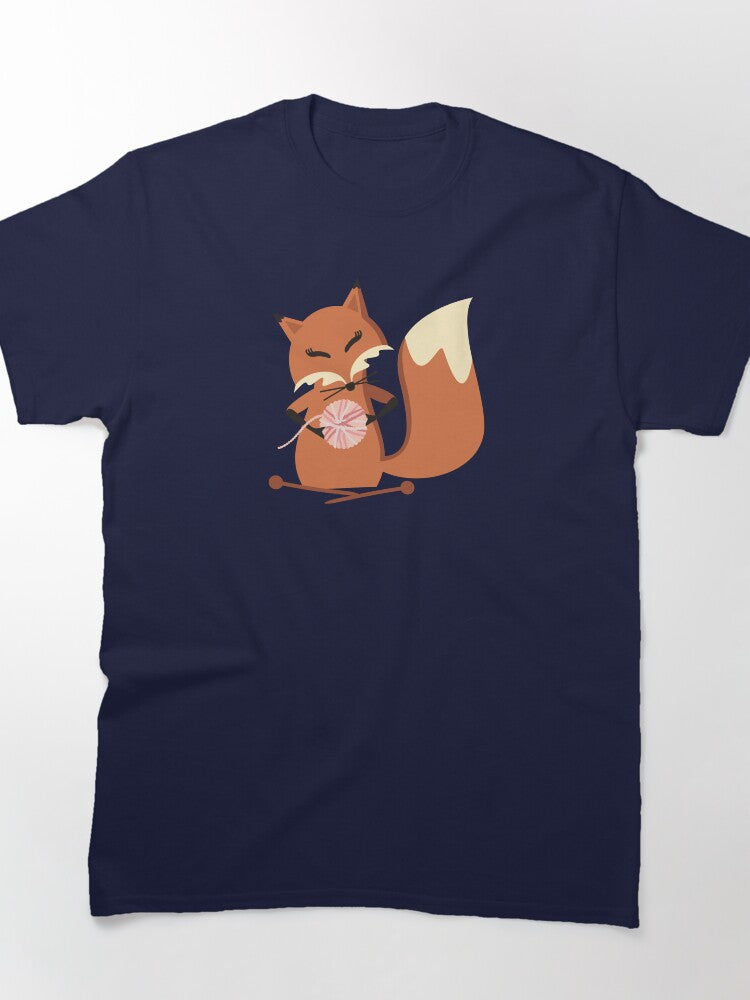 Cute Fox Knitting Needle Tee Fluffy Yarn Animal Oversized Shirt