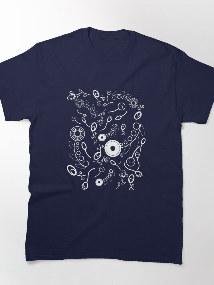 Navy Blue Floral Embroidery Style Premium Oversized T-Shirt