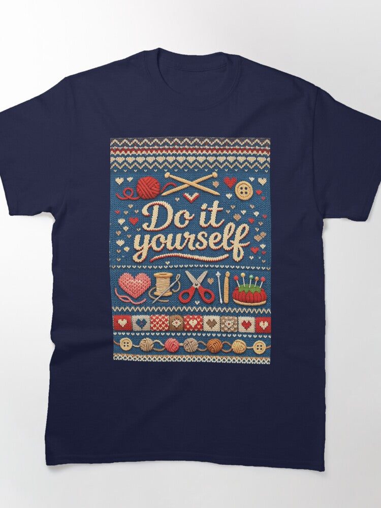DIY Sewing & Knitting Tee - Oversized Crafting Pattern Shirt