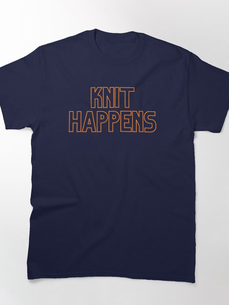 Knit Happens Funny Oversized T-Shirt - Humorous Knitting Pun Top