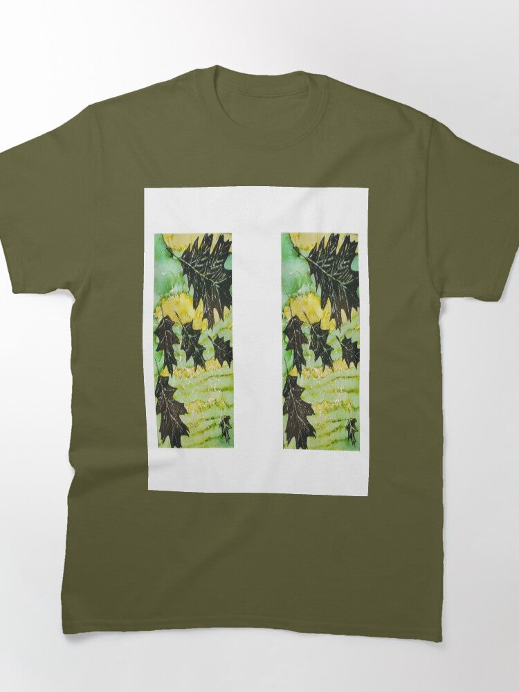 Red Oak Leaves Autumnal Oversized T-Shirt Botanical Nature Print