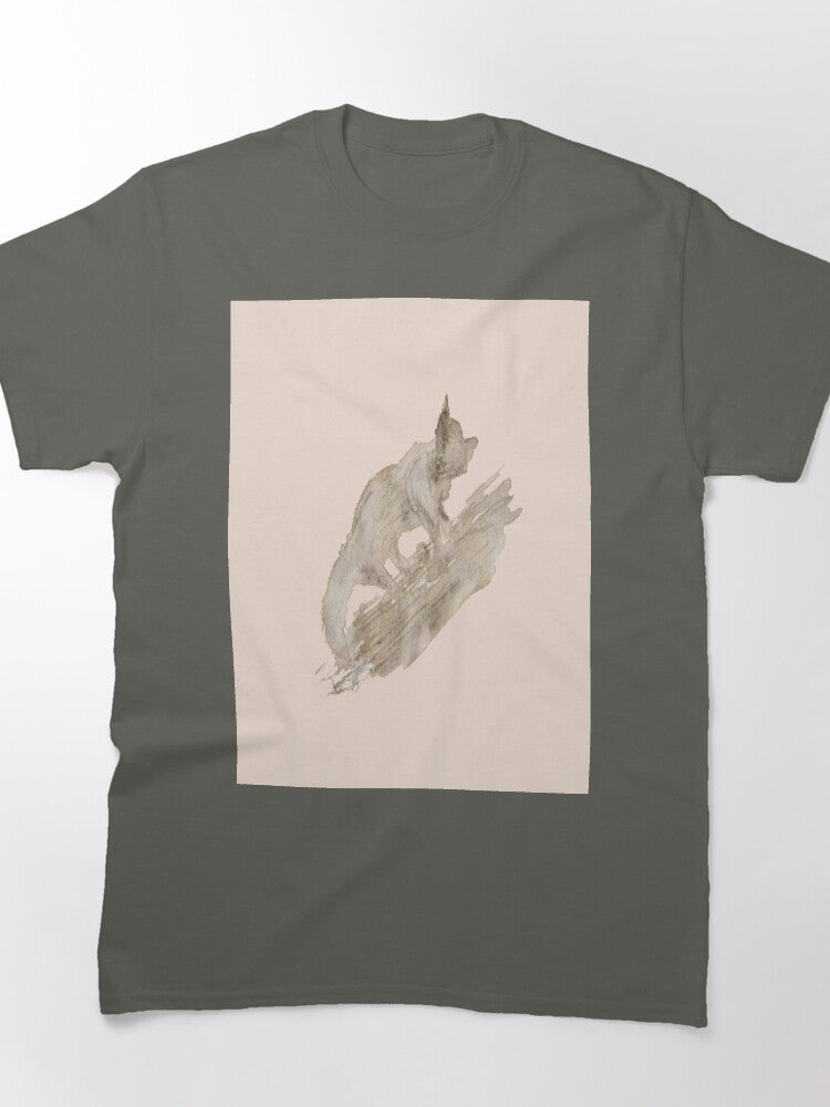 Fox Admiring His Tail Oversized T-Shirt Forest Animal Art Print