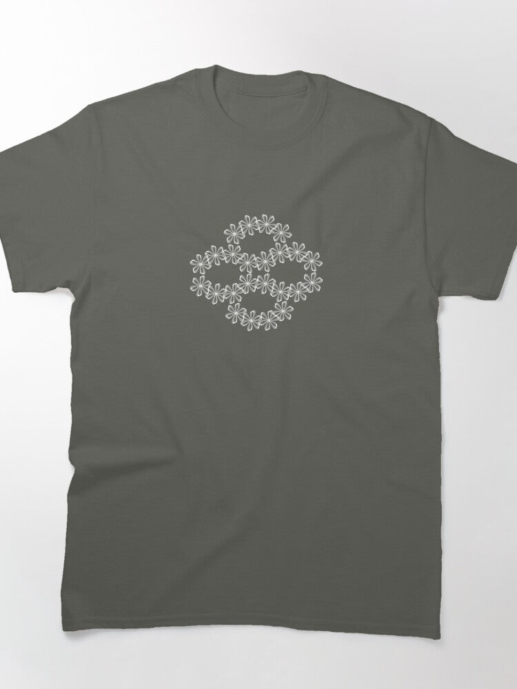 Flora White Botanical Minimalist Design Oversized T-Shirt