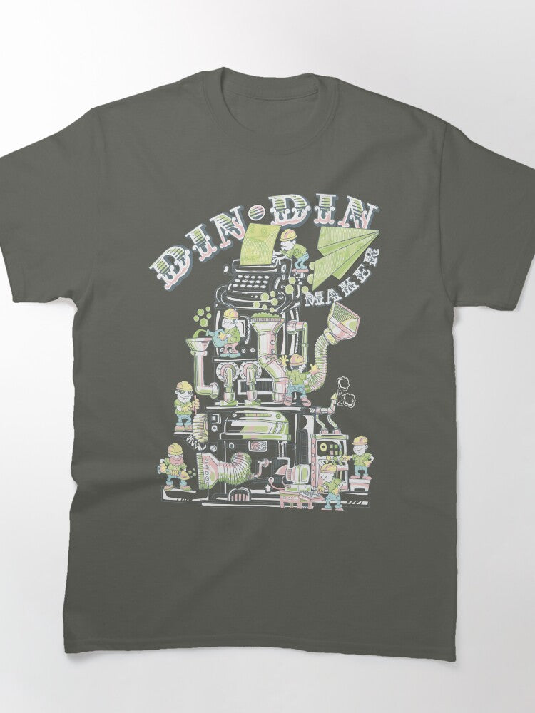 Din Din Maker Cartoon Food Machine Tee - Retro Oversized Graphic Top