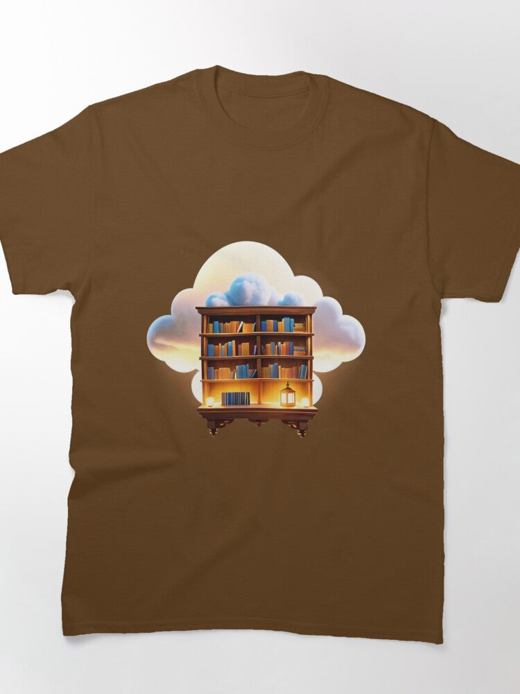 Bookshelf Sticker Graphic Tee Aesthetic Oversized Reading Shirt