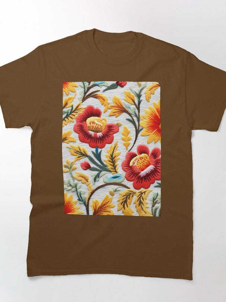 Luxurious Craftcore Floral Embroidery Oversized Tee