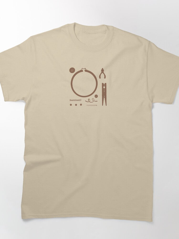 Handiwork Silhouettes Artistic Crafty Oversized Cotton Tee
