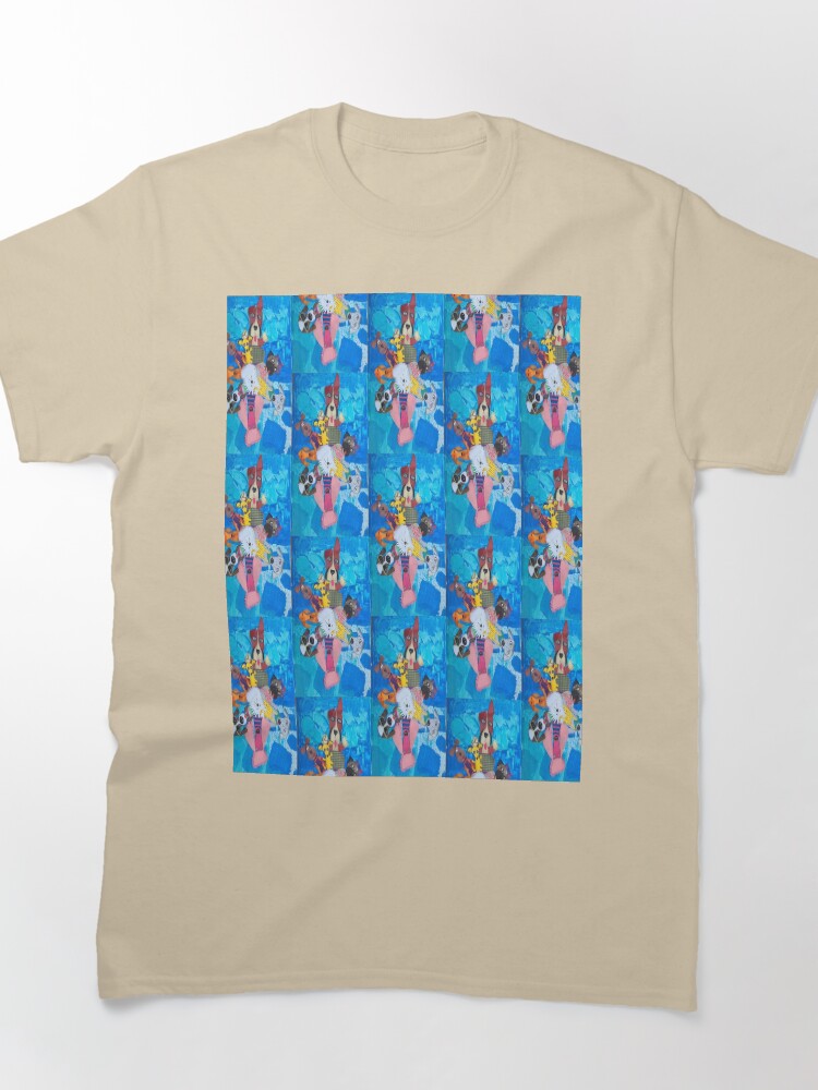 Swirl of Peppy Pups Oversized T-Shirt Cute Puppy Pattern Graphic