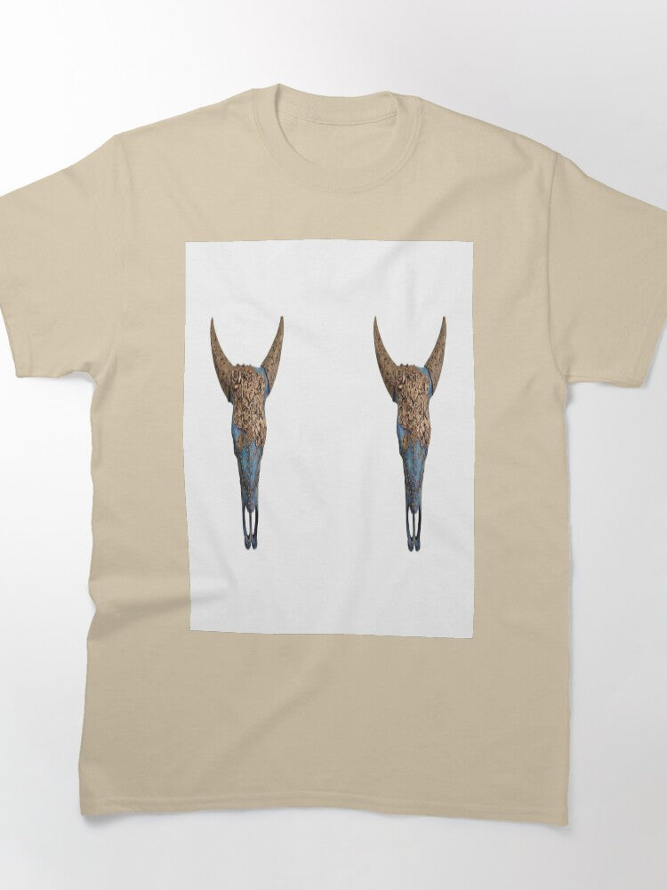 Steampunk Bull Skull Upcycled Art Oversized T-Shirt Industrial Tee