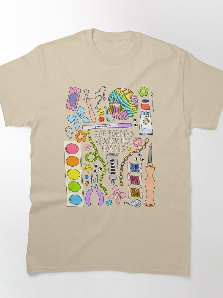 Woman Have Hobbies Shirt | Feminist Peach Fuzz Oversized Top