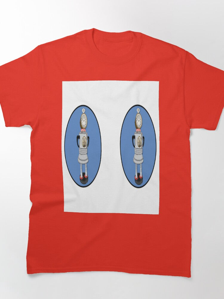 Betty Upcycled Robot Illustration Oversized T-Shirt Retro Bot Art
