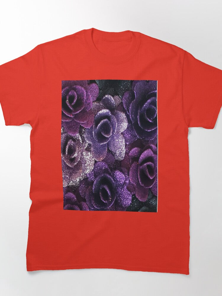 Oversized Graphic T-Shirt Purple Rose Floral Art Print Casual Tee