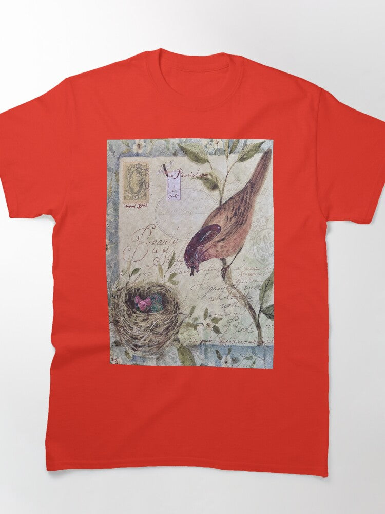 Nest Nature Inspired Oversized T-Shirt Bird Habitat Art Print Top