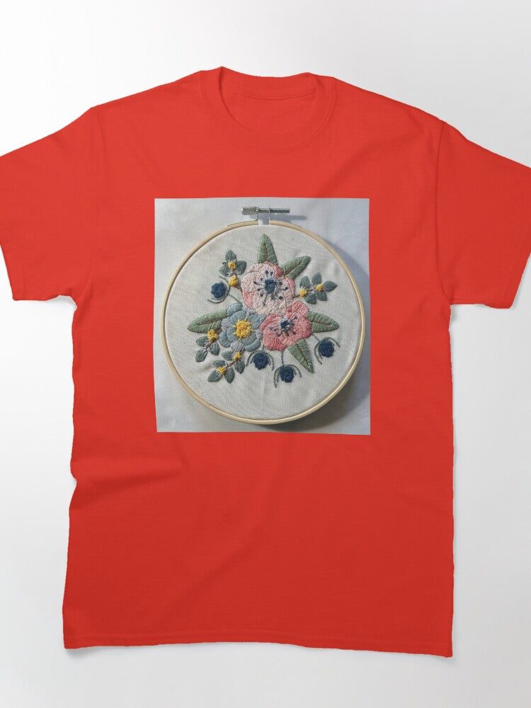 Floral Circle Mandala Embroidery Style Oversized Tee
