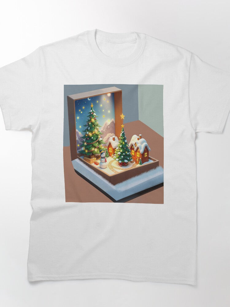 Winter Christmas Town Oversized T-Shirt Festive Miniature Design