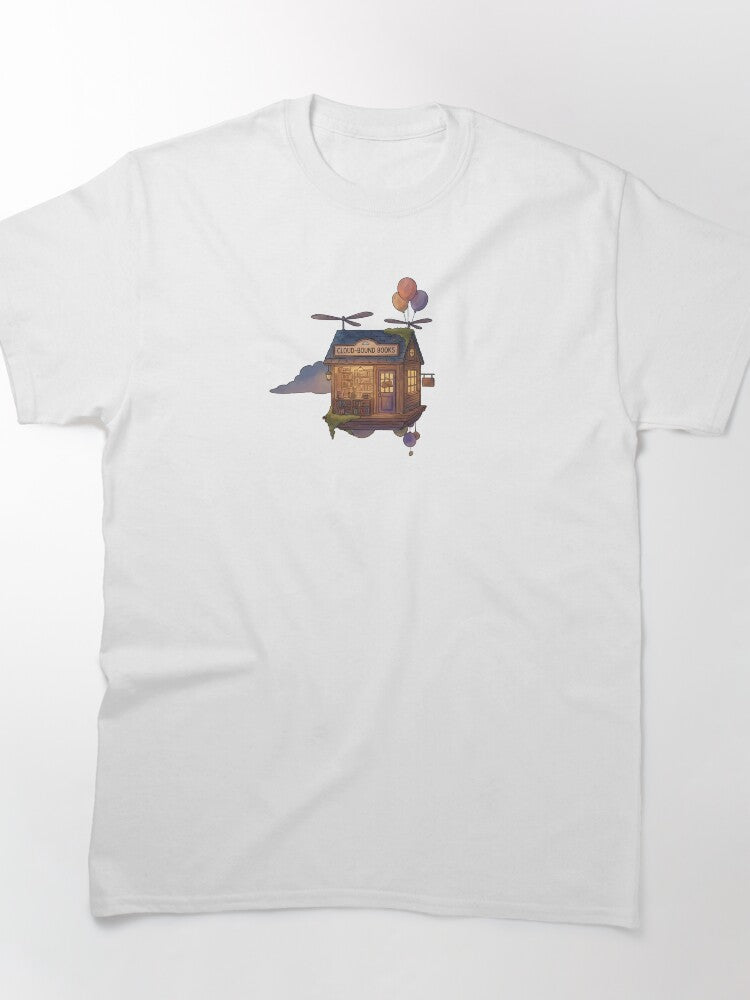 Floating Bookshop Fantasy Tee Whimsical Oversized Literature Shirt