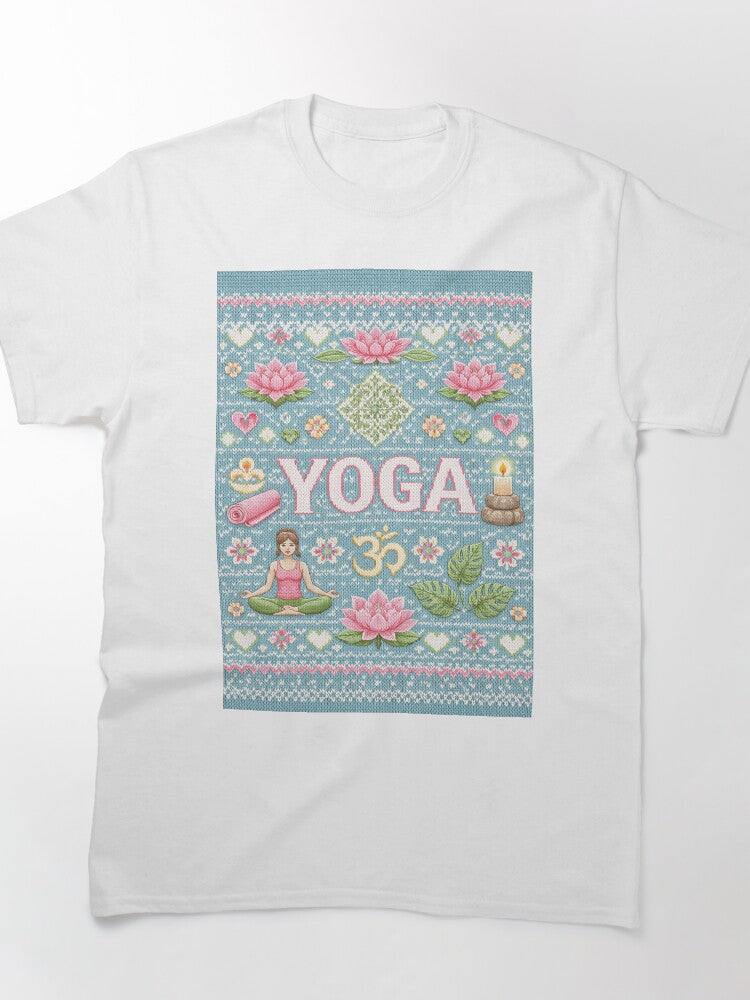 Yoga and Mindful Knitting Tee - Oversized Meditation Pattern Top