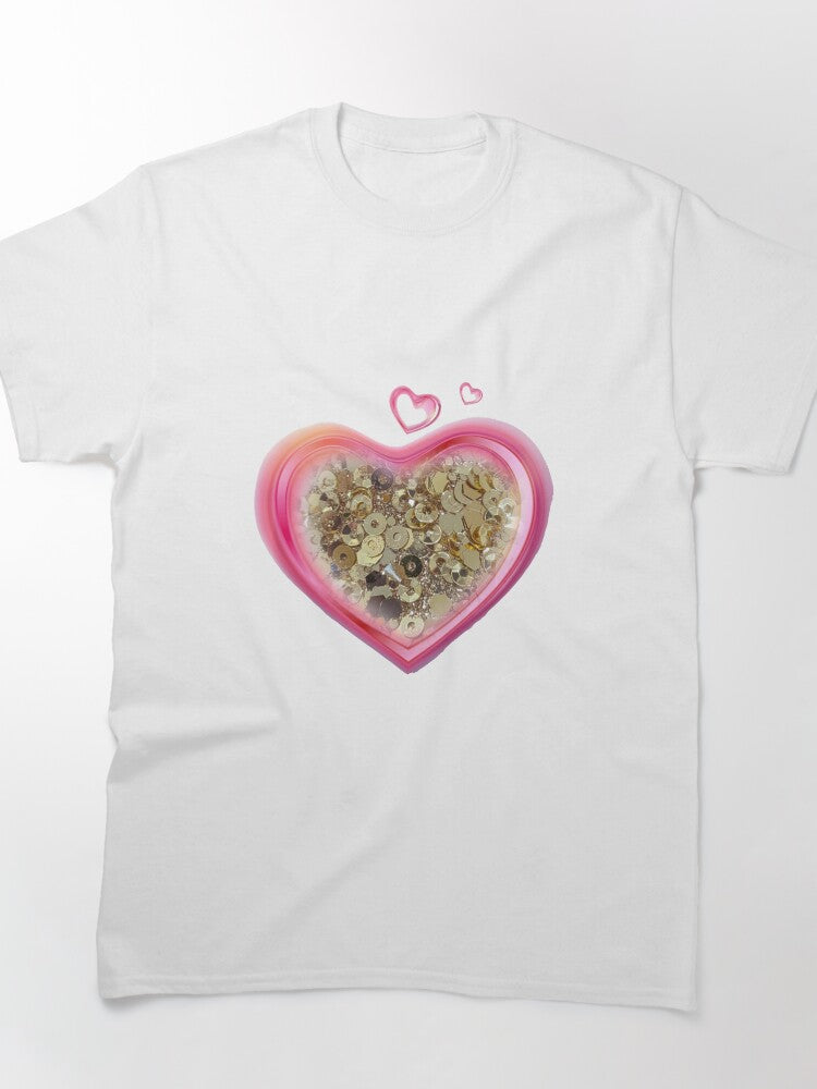 Artistic Heart Design Graphic Print Comfortable Oversized Tee