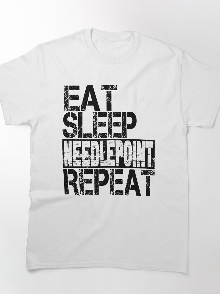 Vintage Grunge Needlepoint | Eat Sleep Repeat Oversized Tee