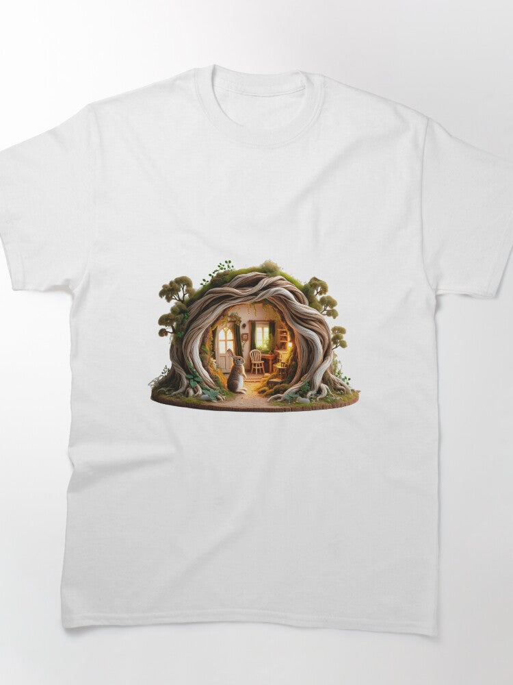 Rabbit Portal Graphic Tee Enchanted Woodland Oversized Shirt
