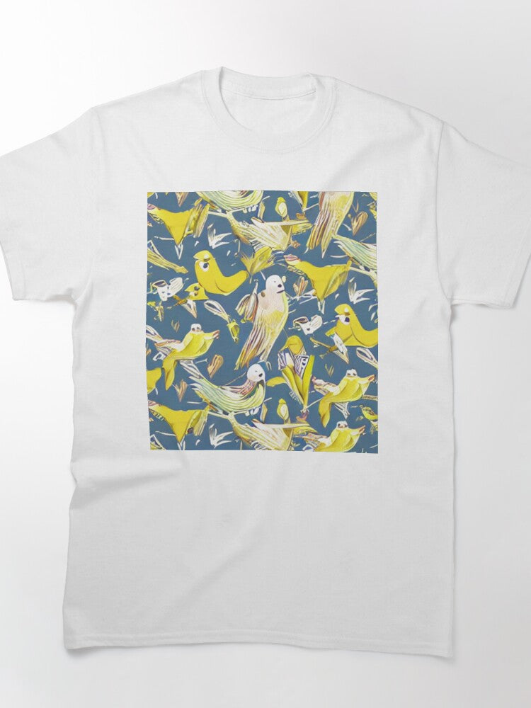 Golden Birds Graphic Tee - Every Birdy Oversized Pattern Shirt